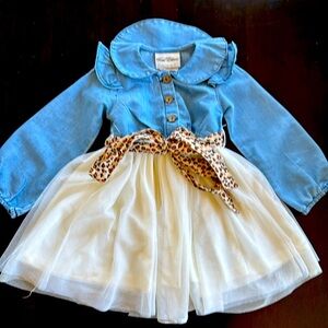 Rare Editions denim dress with tulle size 4T